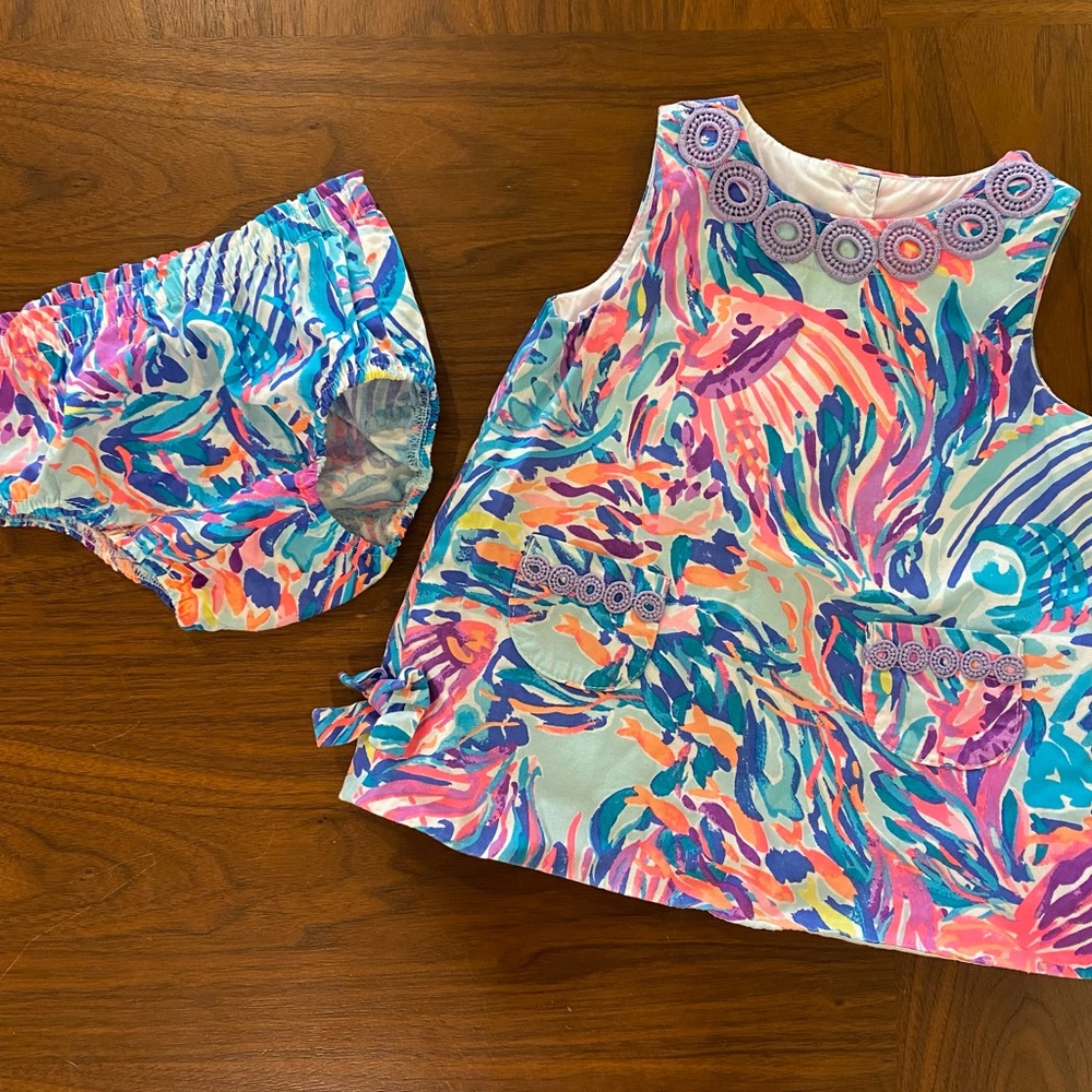 Lilly Pulitzer 6-12 Month Dress With Bloomers Vibrant Colors